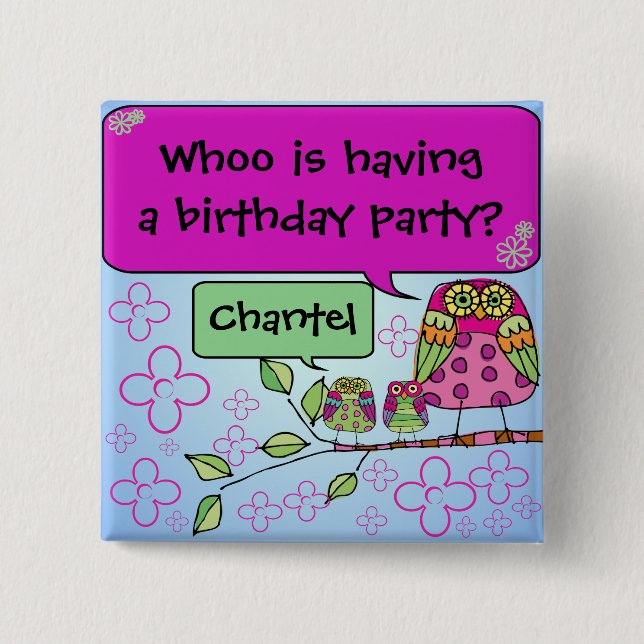 Customized Owl Button (Front)