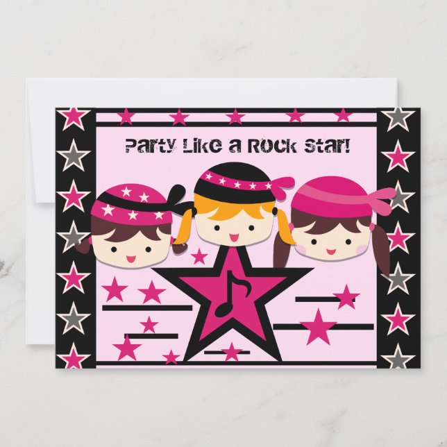 Customized Party Like a Rock Star Birthday Invite (Front)