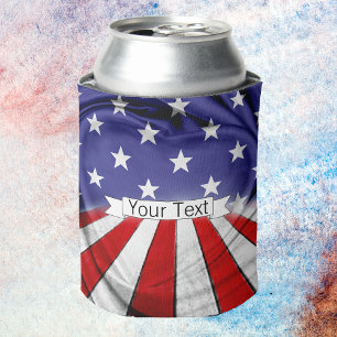 Customized Patriotic Red White Blue Can Cooler