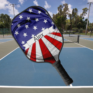 Customized Patriotic Red White Blue Pickleball Paddle