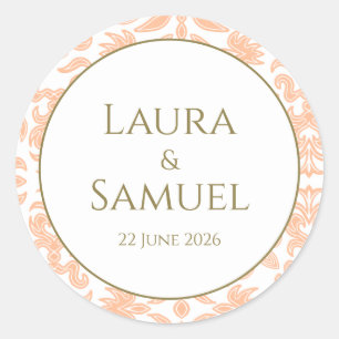 Customized Peach Wedding Stickers