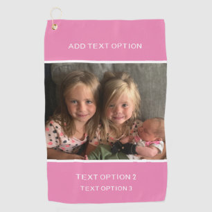 Customized Personal Photo Pink Golf Towel