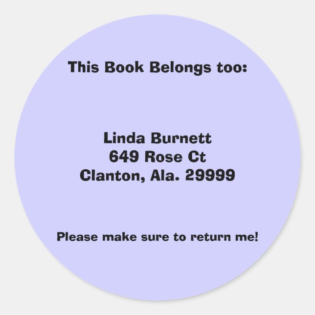 Customized Personalized Book Labels (Front)