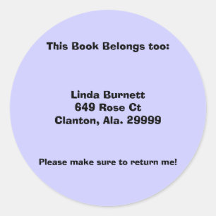 Customized Personalized Book Labels
