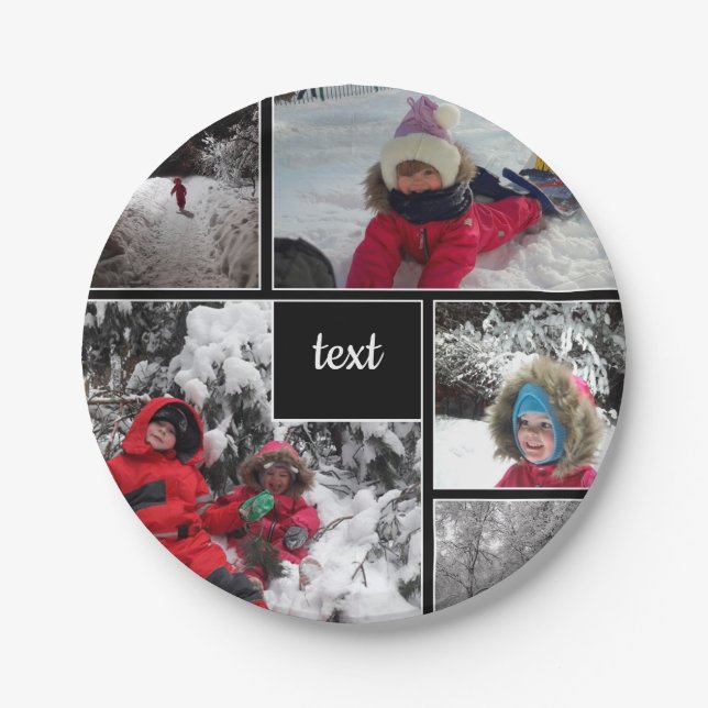 Customized personalized patches squares frames bla paper plate (Front)