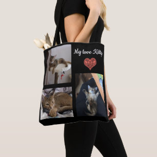 Customized personalized patches squares frames bla tote bag