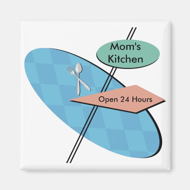 Customized, Personalized Retro 50s Diner Magnets (Front)