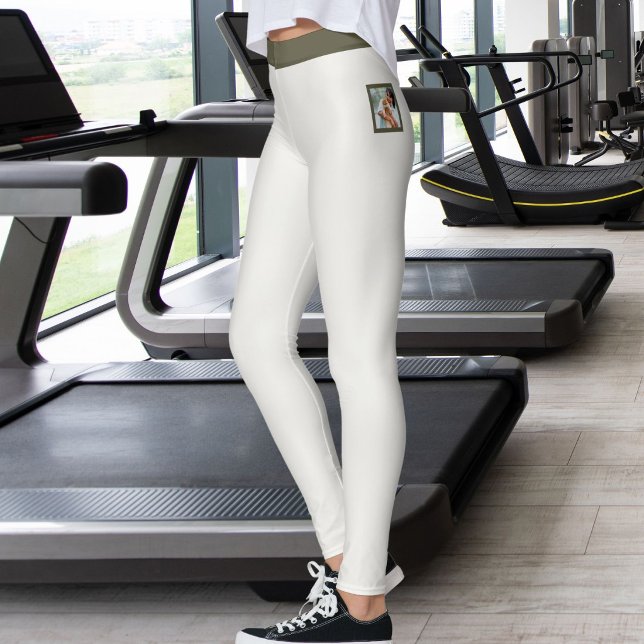 Customized Pet Cat Lover Warm Neutral Dark Olive Leggings (Creator Uploaded)