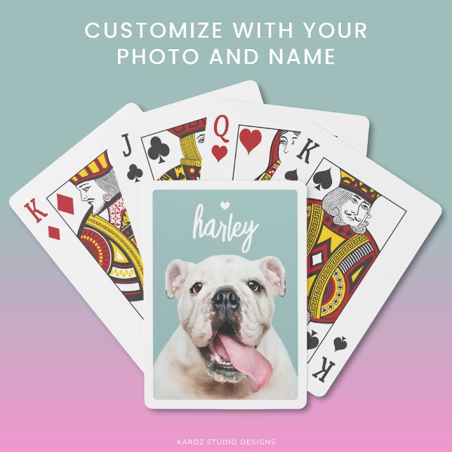 Customized Pet Dog Name Photo Playing Cards (Add your pet's photo and name, or leave the name empty.)
