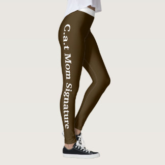 Customized Pet Lover Dark Brown And White Cat Mom Leggings