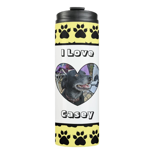 Customized Pet Photo and Paw Print Thermal Tumbler (Front)