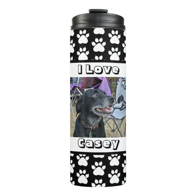 Customized Pet Photo and Paw Print Thermal Tumbler (Front)