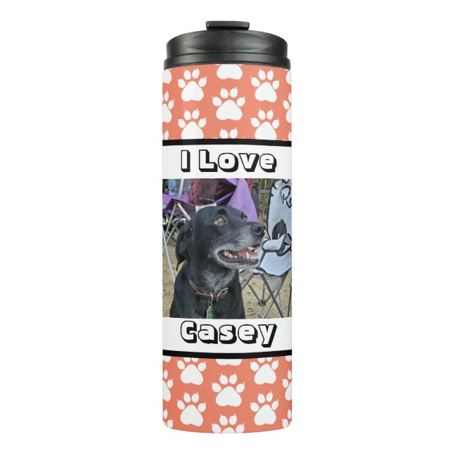 Customized Pet Photo and Paw Print Thermal Tumbler (Front)