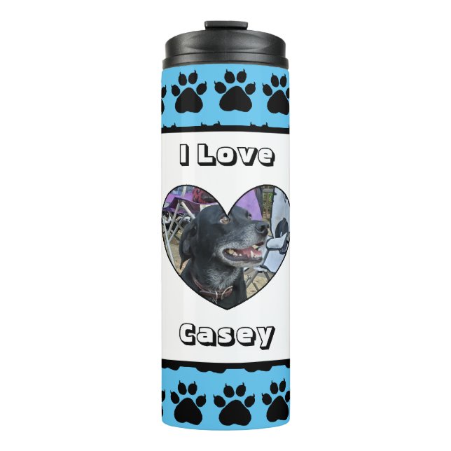 Customized Pet Photo and Paw Print Thermal Tumbler (Front)