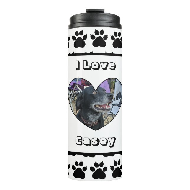 Customized Pet Photo and Paw Print Thermal Tumbler (Front)