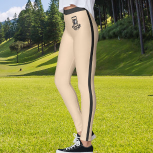 Customized Pet Photo Text Soft Peach Black Stripes Leggings
