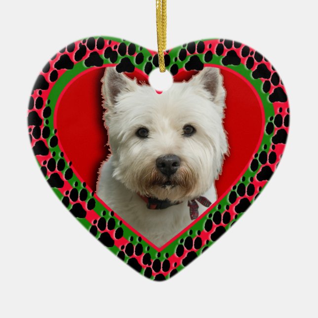 Customized Pet Photo with Paw Prints Ornament (Front)