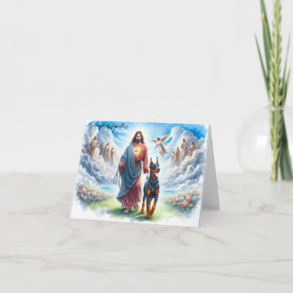 Customized Pet Sympathy Card-Jesus with Doberman Card