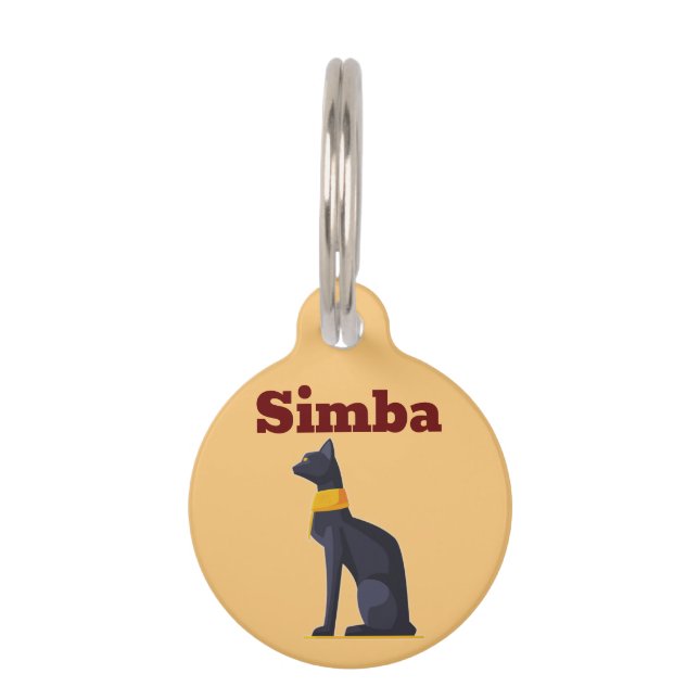 Customized Pharaonic Egyptian Black Cat Pet ID Tag (Front)