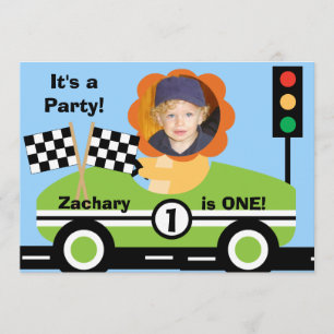 Customized Photo Animal Racers Birthday Invitation