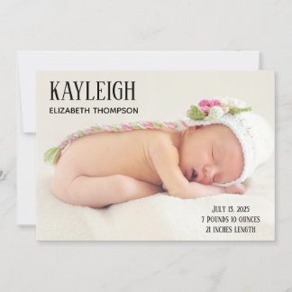 Customized Photo Baby Girl Birth  Announcement