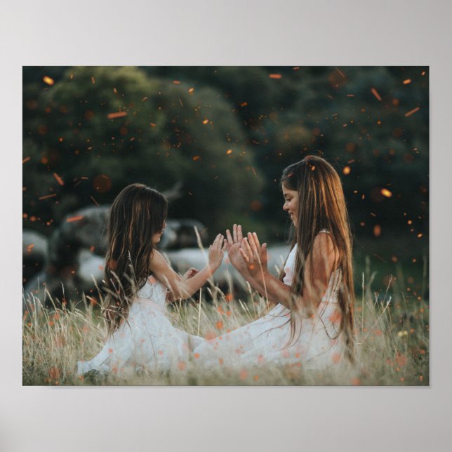 Customized Photo Bokeh Sparkles Overlay Whimsical Poster (Front)
