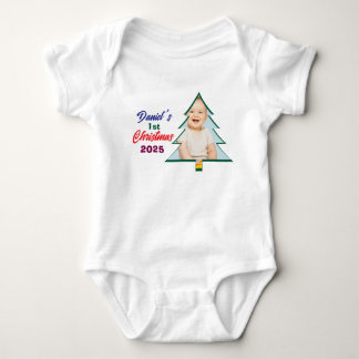 Customized Photo Daniel's 1st Christmas Tree Baby Bodysuit
