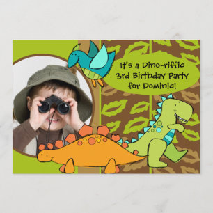 Customized Photo Dino Dinosaur Birthday Invitation