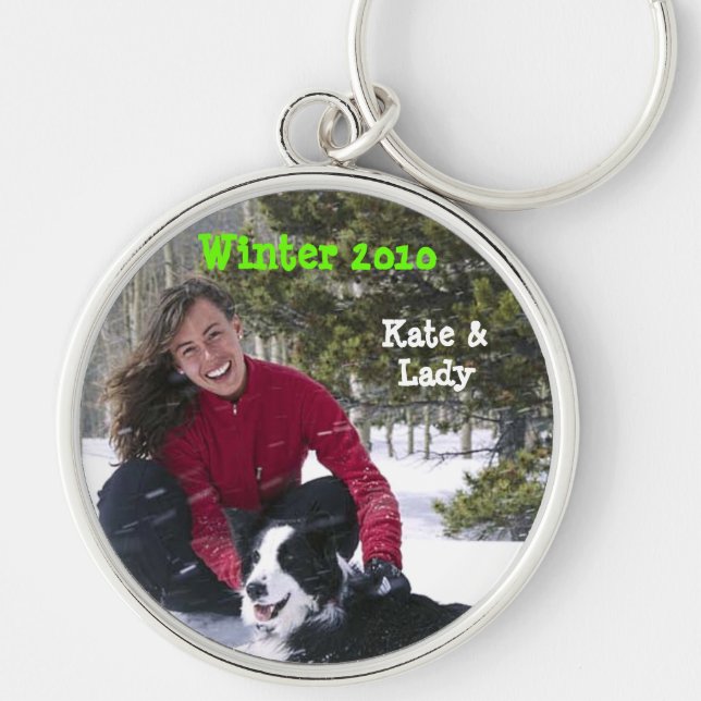 Customized Photo Key Chain Sterling Silver (Front)