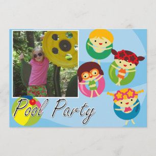 Customized Photo Pool Party Swimming Birthday Invitation