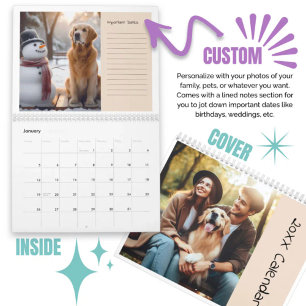 Customized Photos Family Pets With Lined Notes Calendar