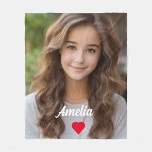 Customized picture modern script Name love  Fleece Blanket