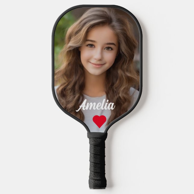 Customized picture modern script Name love  Pickleball Paddle (Front)