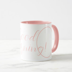 Customized Pink 2 Photo "Good Morning!" Typography Mug