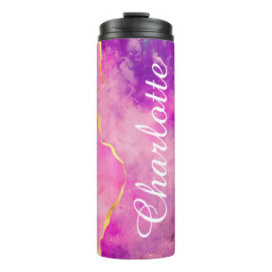 Customized Pink Glittery Clouds of Colour Tumbler