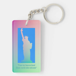 Customized Pink Green Rainbow Statue of Liberty Keychain