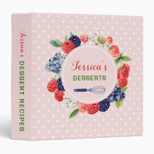 Customized Pink Kitchen Bakery Dessert Recipe Book Binder