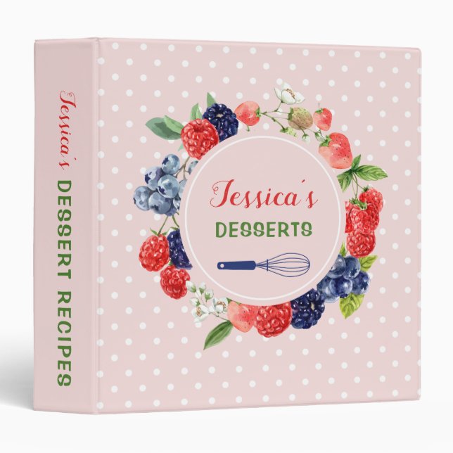 Customized Pink Kitchen Bakery Dessert Recipe Book Binder (Front/Spine)