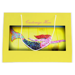customized pink mosaic mermaids large gift bag