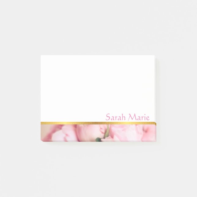 Customized Pink Peony Post-it Notes (Front)