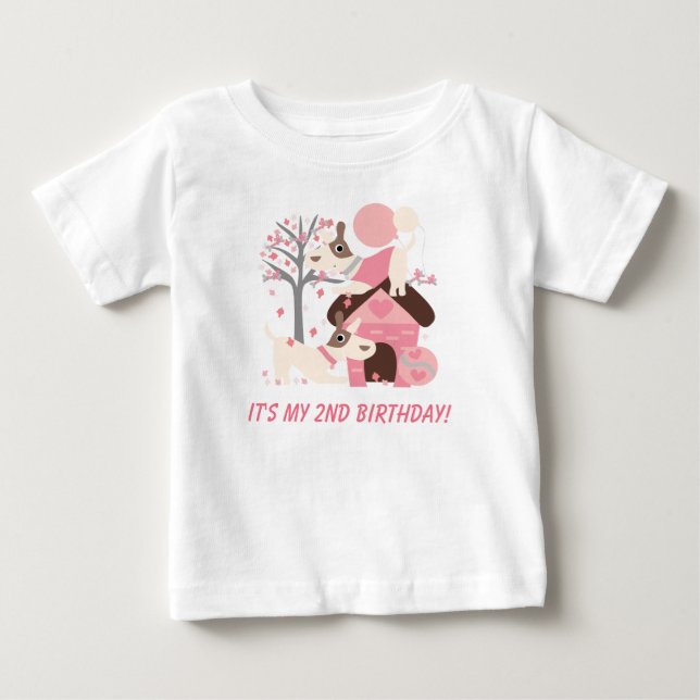 Customized Pink Puppy Dog Birthday Tshirt (Front)