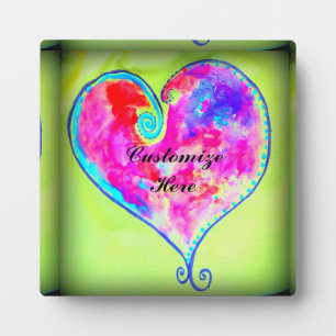customized pink swirly heart plaque