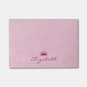 Customized Pink Tiara ona  Polka Dot Pattern Post-it Notes