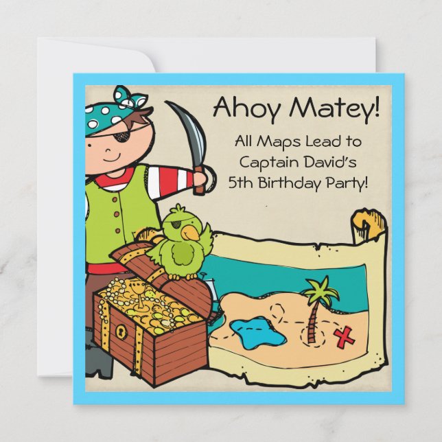 Customized Pirate Party Pirates Birthday Invites (Front)
