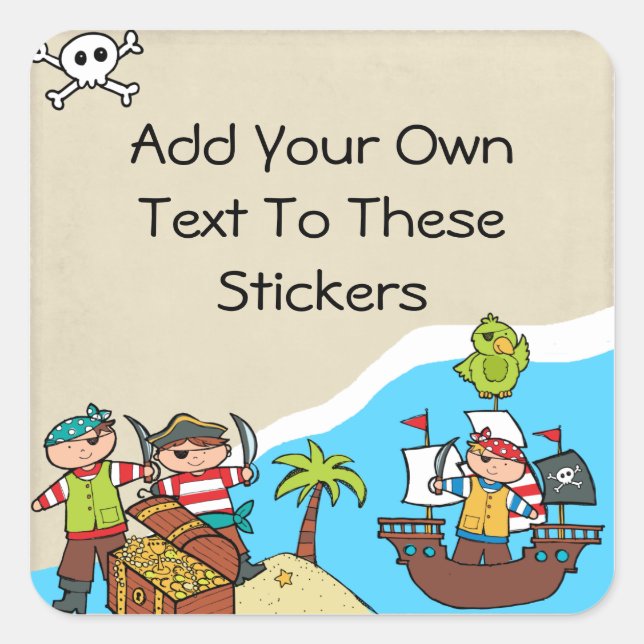 Customized Pirate Party Pirates Stickers (Front)