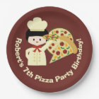 Customized Pizza Party Happy Birthday Paper Plates