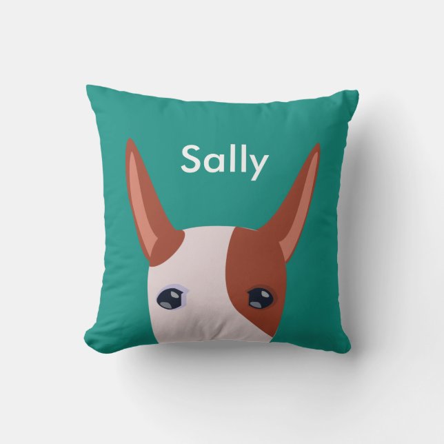 Customized  Podenco Ibicenco Dog Face Blue Throw Pillow (Front)