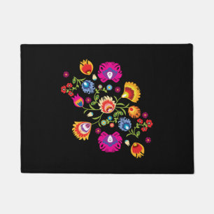 Customized Polish folklore with pink flowers Doormat