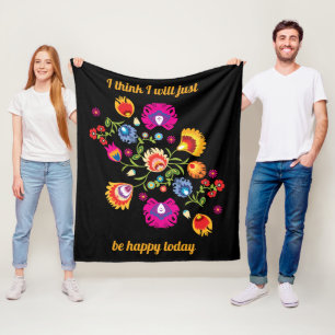 Customized Polish folklore with pink flowers Fleece Blanket