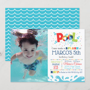 Customized Pool Party Birthday Party Invitation
